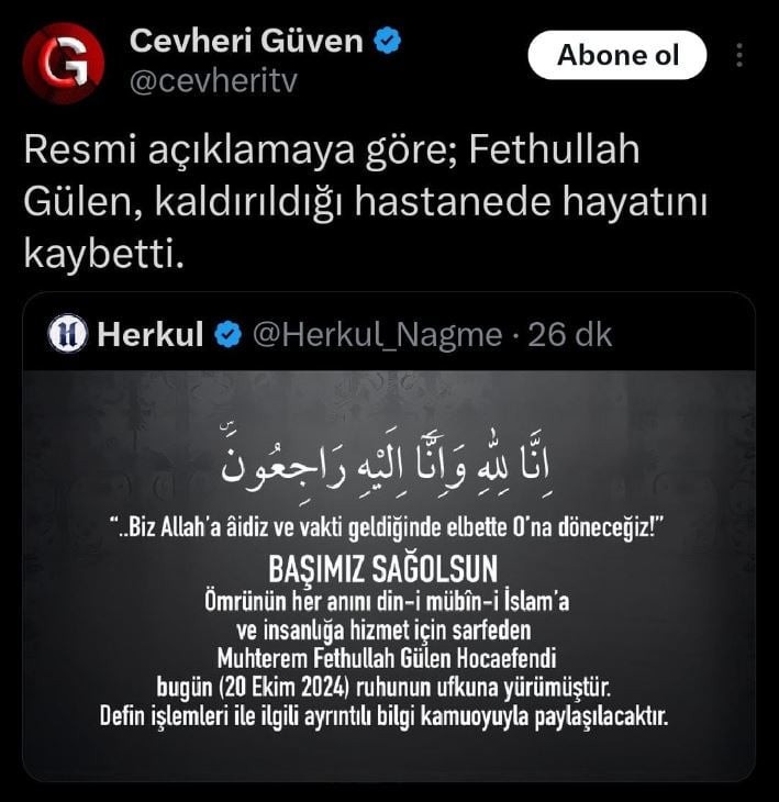 fethullah Gülen Öldü